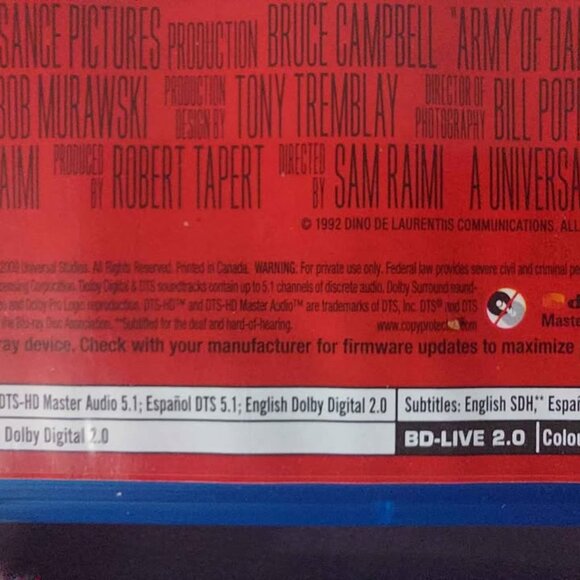 Army of Darkness (Screwhead Edition) Blu-ray 1992 bluray Blu ray Sam raimi Bruce - Picture 3 of 3